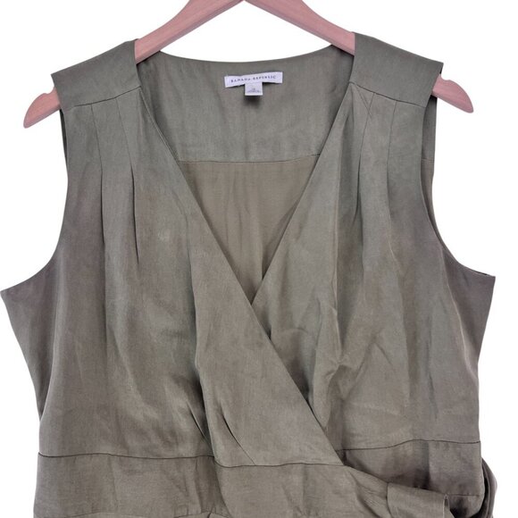 Banana Republic Wrap Midi Dress Green Career Sleeveless Size 12 - Picture 5 of 13